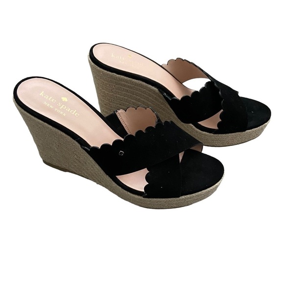 New Kate Spade Tegan Wedge Mule Slide Sandal Espadrilles Black size 9.5 - Picture 2 of 8